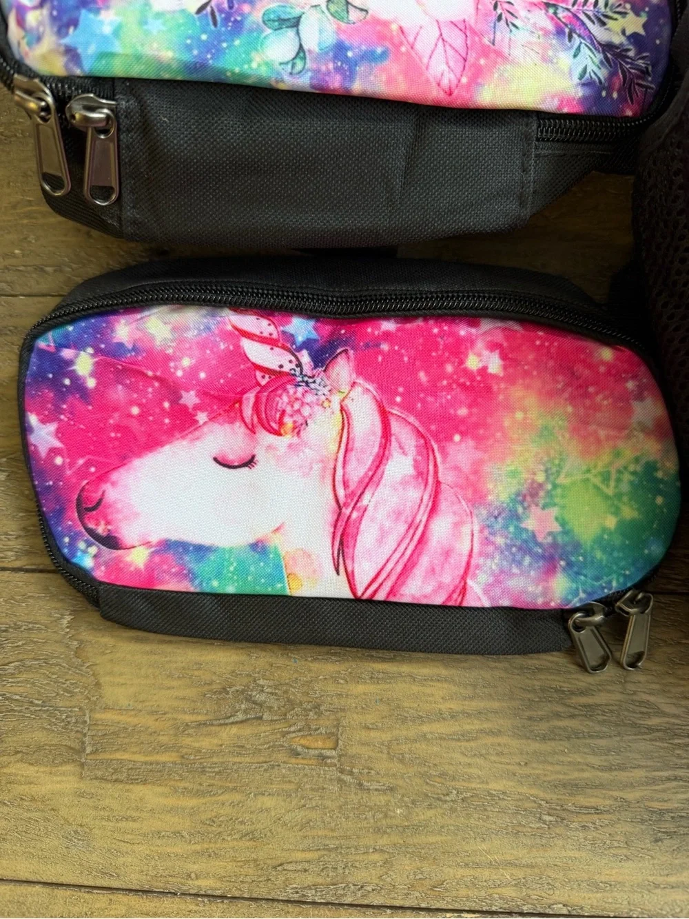 Unicorn three-piece backpack set Includes backpack, lunch bag, and pencil bag